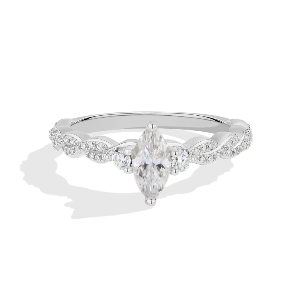 0.5 CT Marquise Cut Moissanite Promise Ring