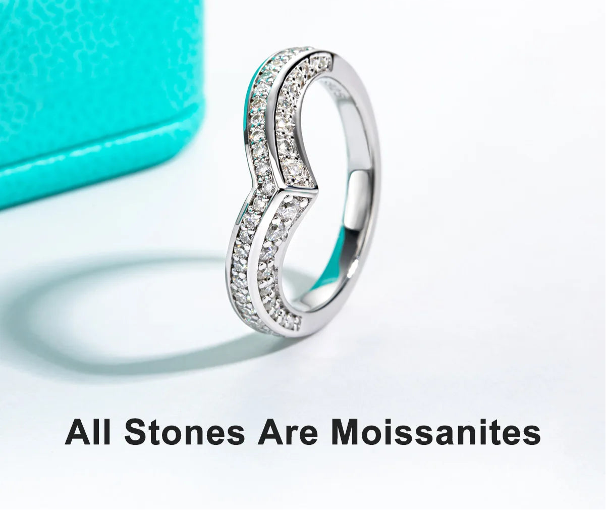 2 MM Moissanite V Shape Wedding Bands