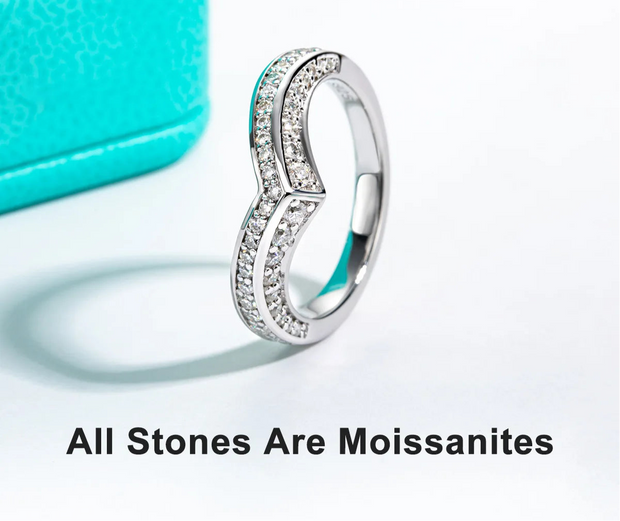 GK Moissanites 2mm D Color Moissanite V Shape Wedding Bands