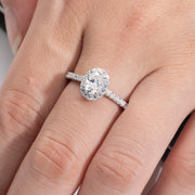 1 CT Oval Cut Moissanite Halo Engagement Wedding Ring.