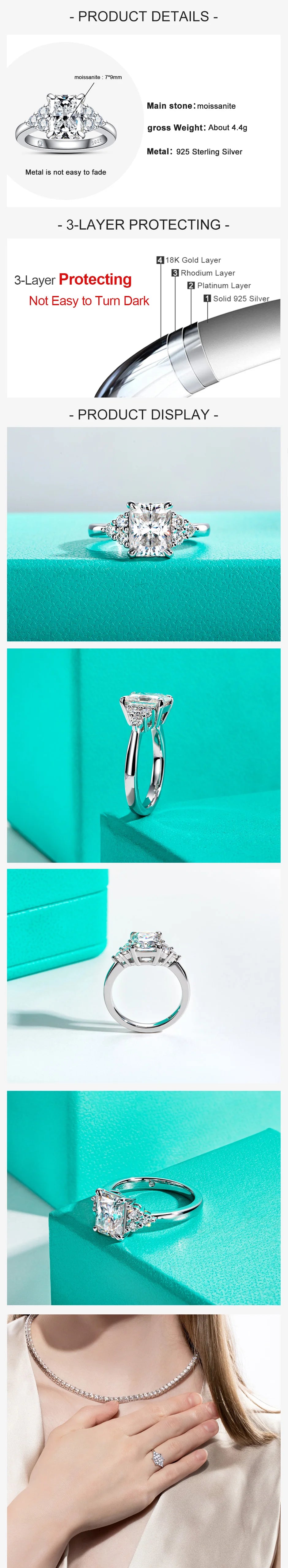 3 CT Radiant Cut Moissanite Engagement Ring