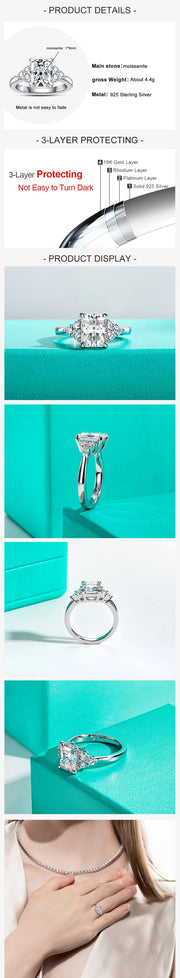 GK Moissanites 3ct Radiant Cut D Color Moissanite Engagement Ring