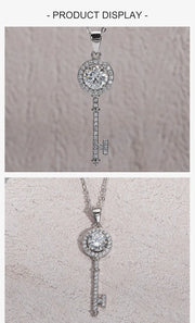 1ct D Color Moissanite Key Pendant Necklace.