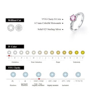 1CT D Color Round Cut Pink Moissanite Ring | S925.