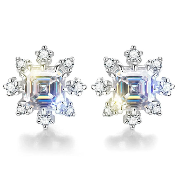 VVS1 D Color Multi-stone Moissanite Ear Studs | S925.