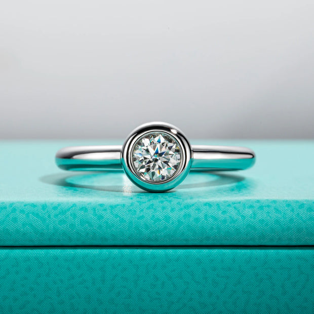GK Moissanites 0.5ct D Color Moissanite Bezel Promise Ring