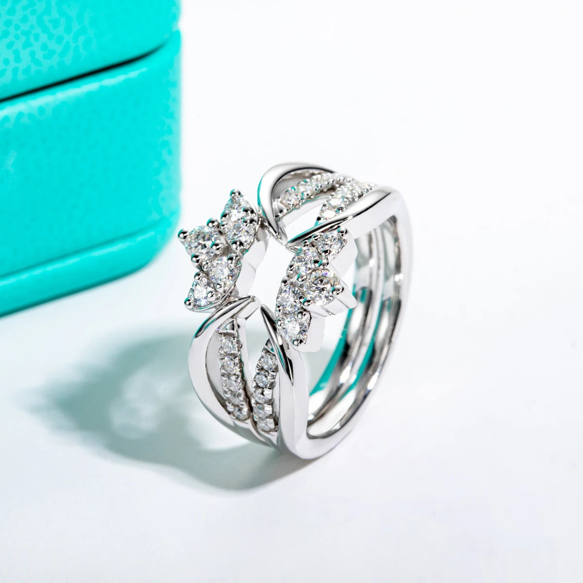 VVS1 D Color Moissanite Bridal Band Set