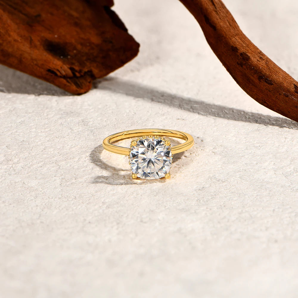 3.5 CT Cushion Cut Moissanite Engagement Ring