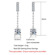 1 Carat D Color Moissanite Diamond Classic Earrings - 18K White Gold Plated Charm Earrings for Women.