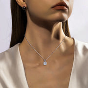 VVS1 D Color Asscher Cut Moissanite Pendant Necklace