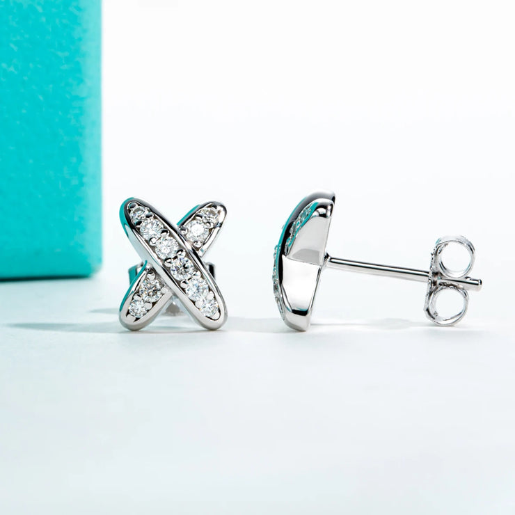 Moissanite Diamond Cross Stud Earrings.