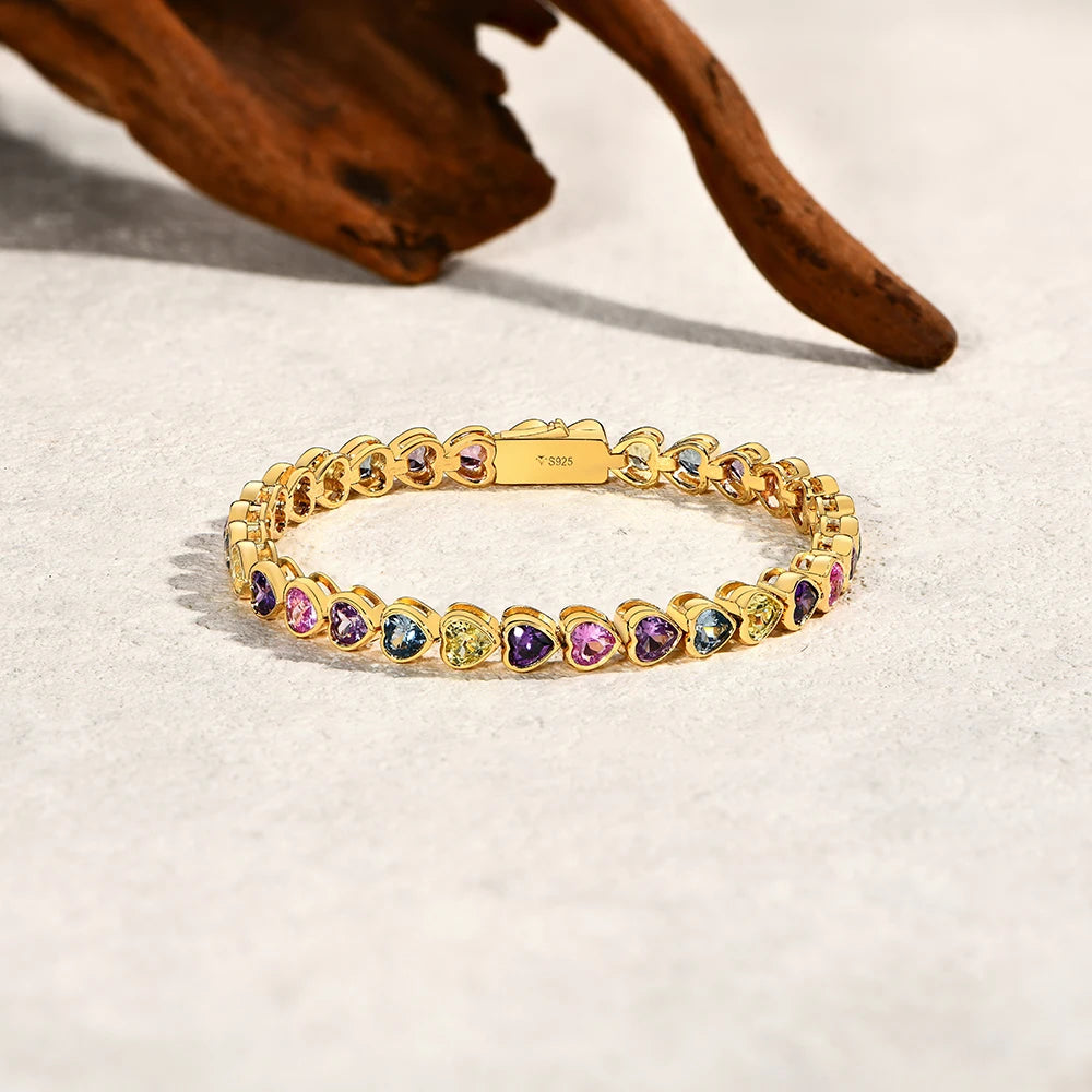 Heart-Shape Sapphire & Zircon Bracelet