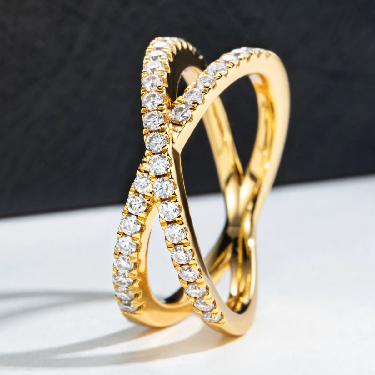 1.5 MM Moissanite X Crossover Wedding Bands