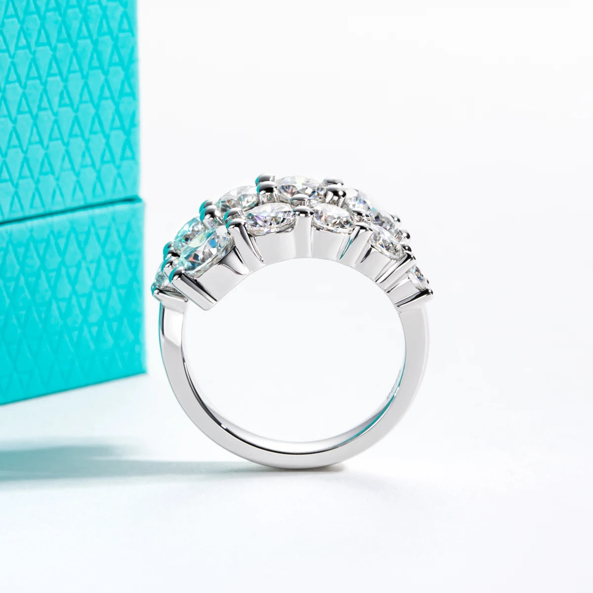 4.2 CTTW Round Cut Moissanite Engagement Band Ring