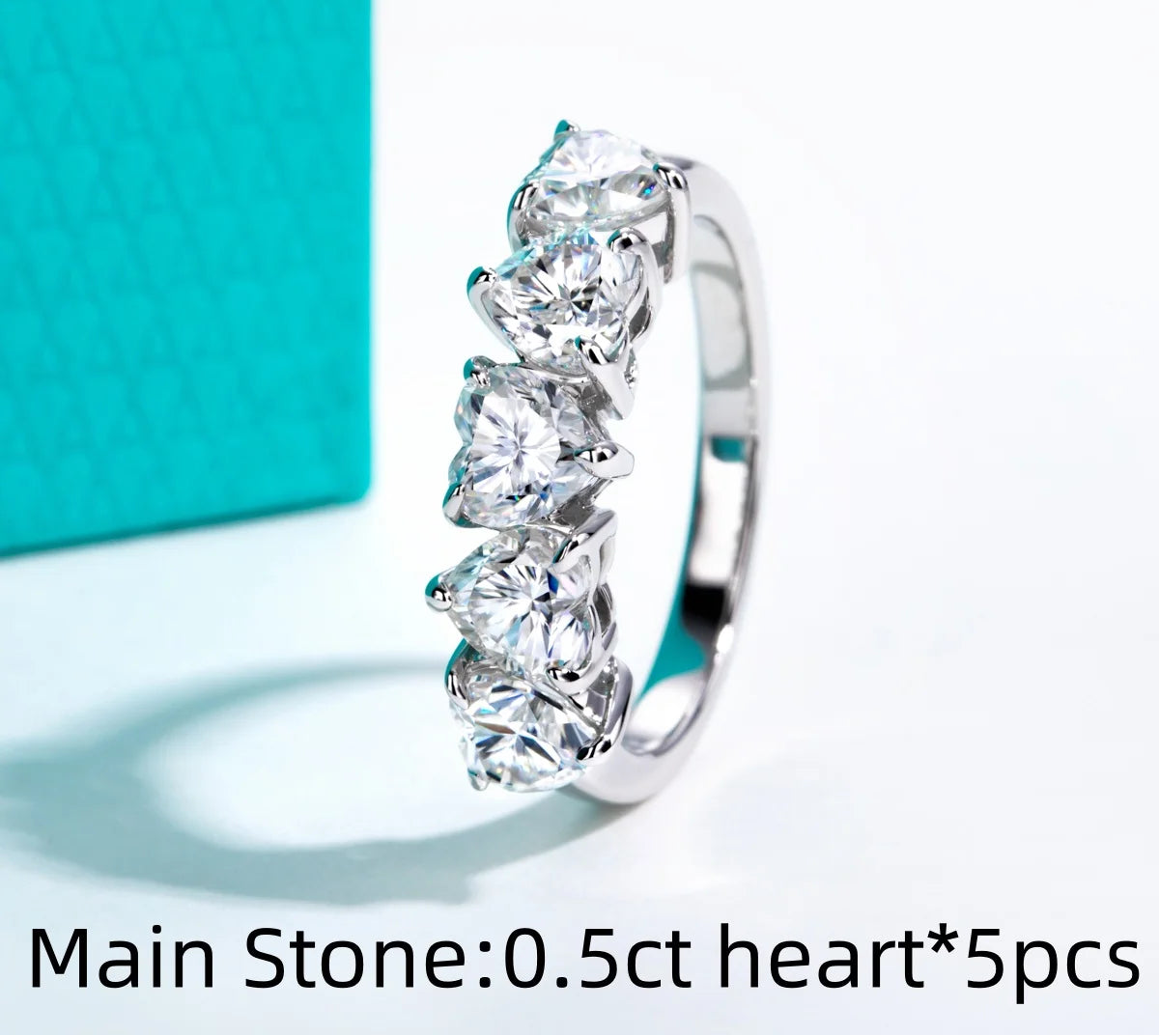 2.5 CTTW Heart Cut Moissanite Wedding Band