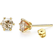 VVS1 D Color 0.5-1 Carat Moissanite Stud Earrings | 18K Gold Plated.