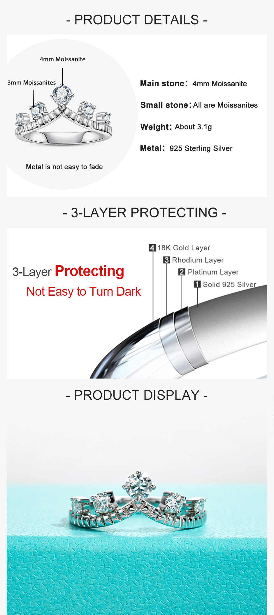 VVS1 4MM Moissanite Wedding Bands Ring