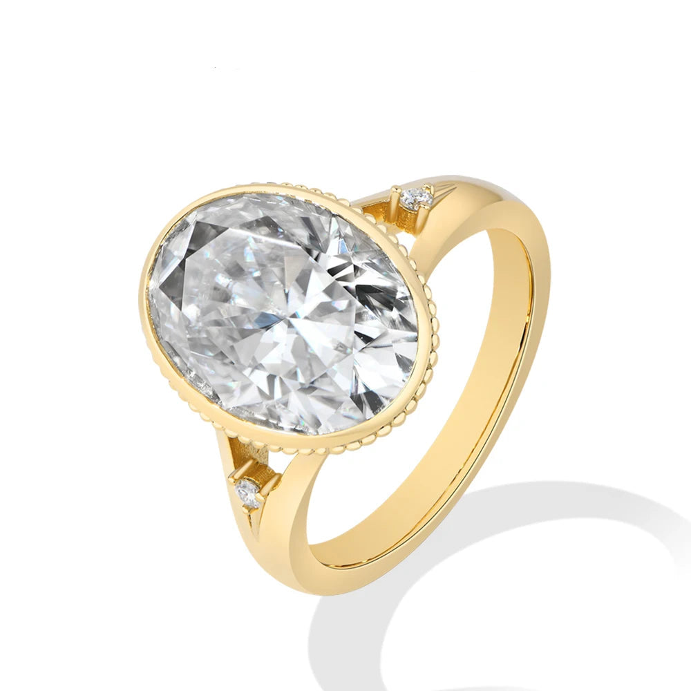 8 CT Oval Cut Moissanite Bezel Engagement Ring