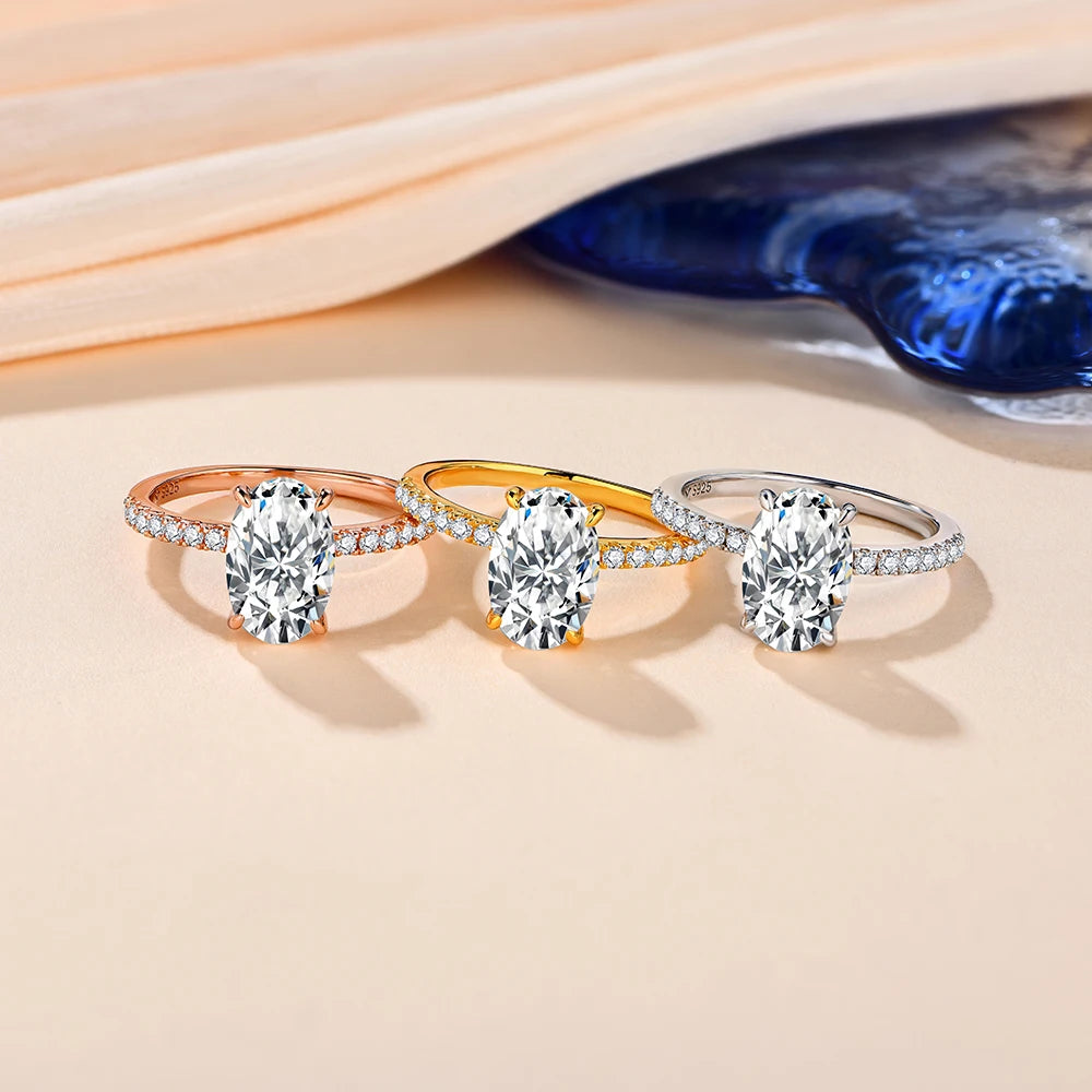 Oval Cut 3.5CT Moissanite Diamond Ring.