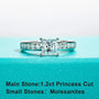 1.2CT Princess Cut D Color Moissanite Engagement Ring.