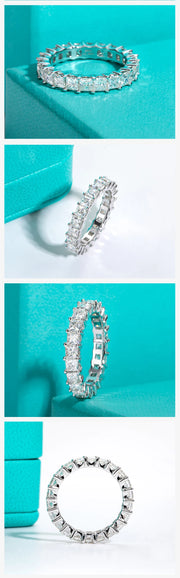 GK Moissanites 3mm Princess Cut D Color Moissanite Eternity Band