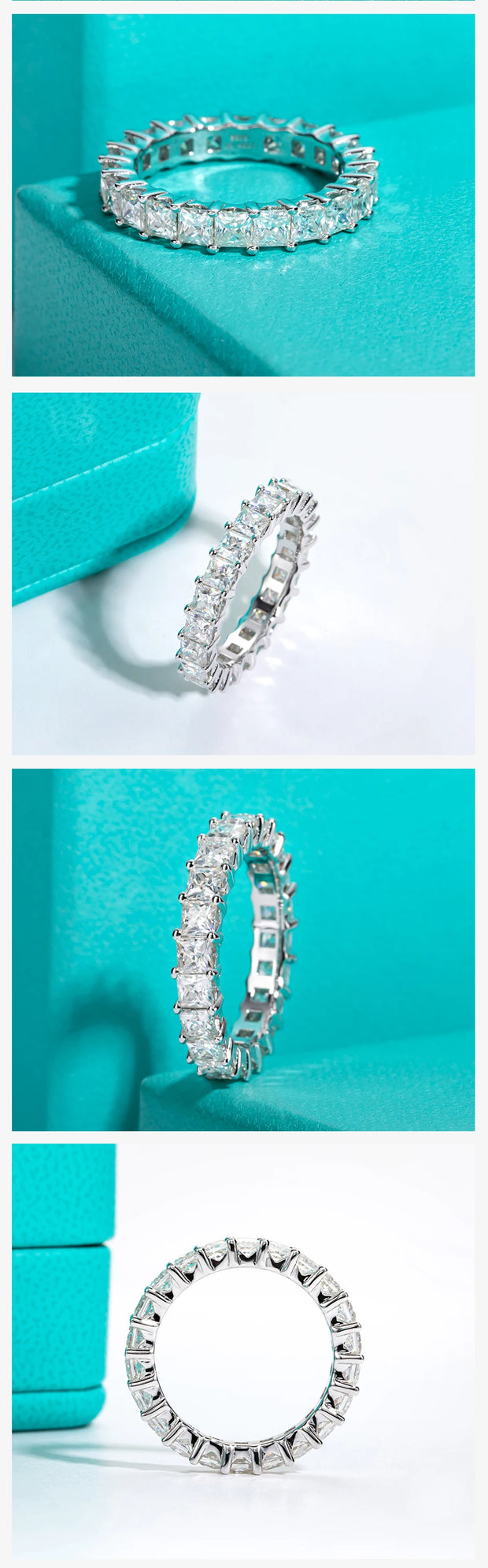 GK Moissanites 3mm Princess Cut D Color Moissanite Eternity Band