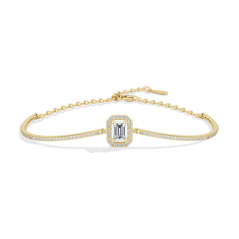 Emerald Cut Moissanite Adjustable Bracelet