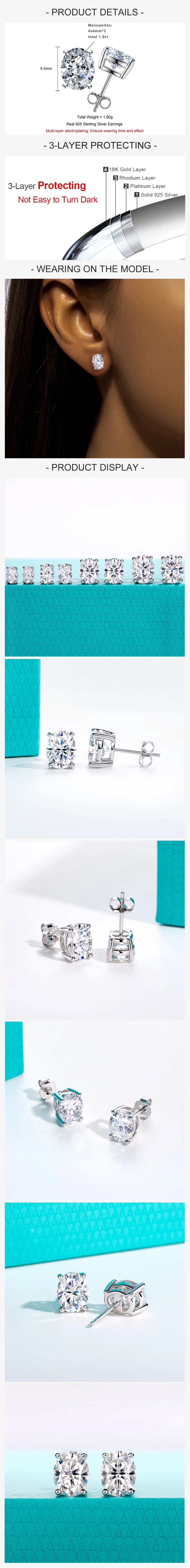 VVS1 D Color Oval Cut Moissanites Stud Earrings