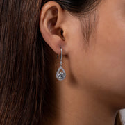 1 Carat Teardrop D Color Moissanite Drop Earrings - 925 Sterling Silver Hook Earrings for Women.