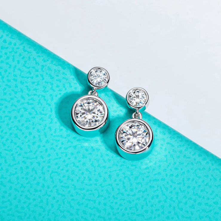 1.2cttw D Color Moissanite Drop Earrings.