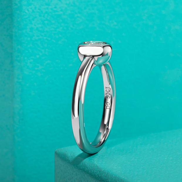 GK Moissanites 0.5ct D Color Moissanite Bezel Promise Ring
