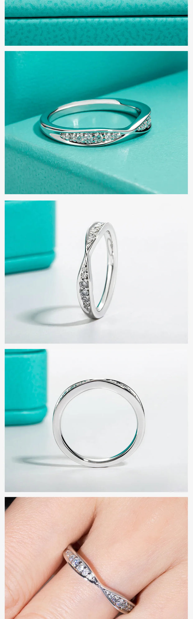 GK Moissanites Bow Tie D Color Moissanite Wedding Band Rings