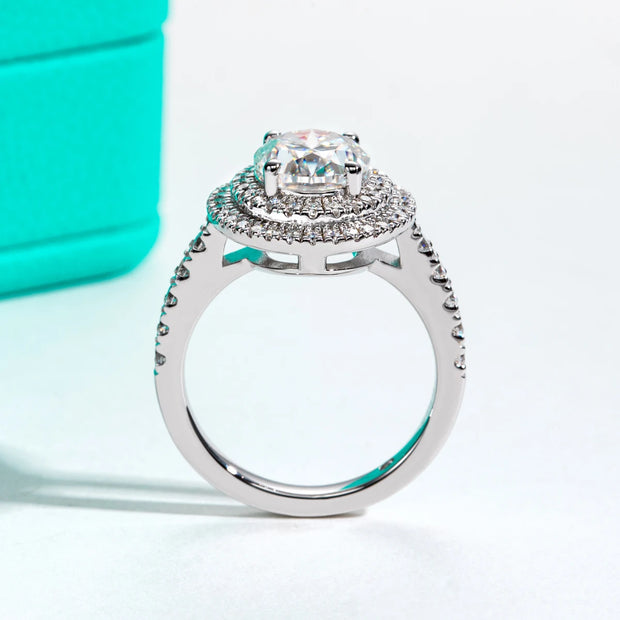 GK Moissanites 3ct Oval Cut Moissanite Double Halo Engagement Rings
