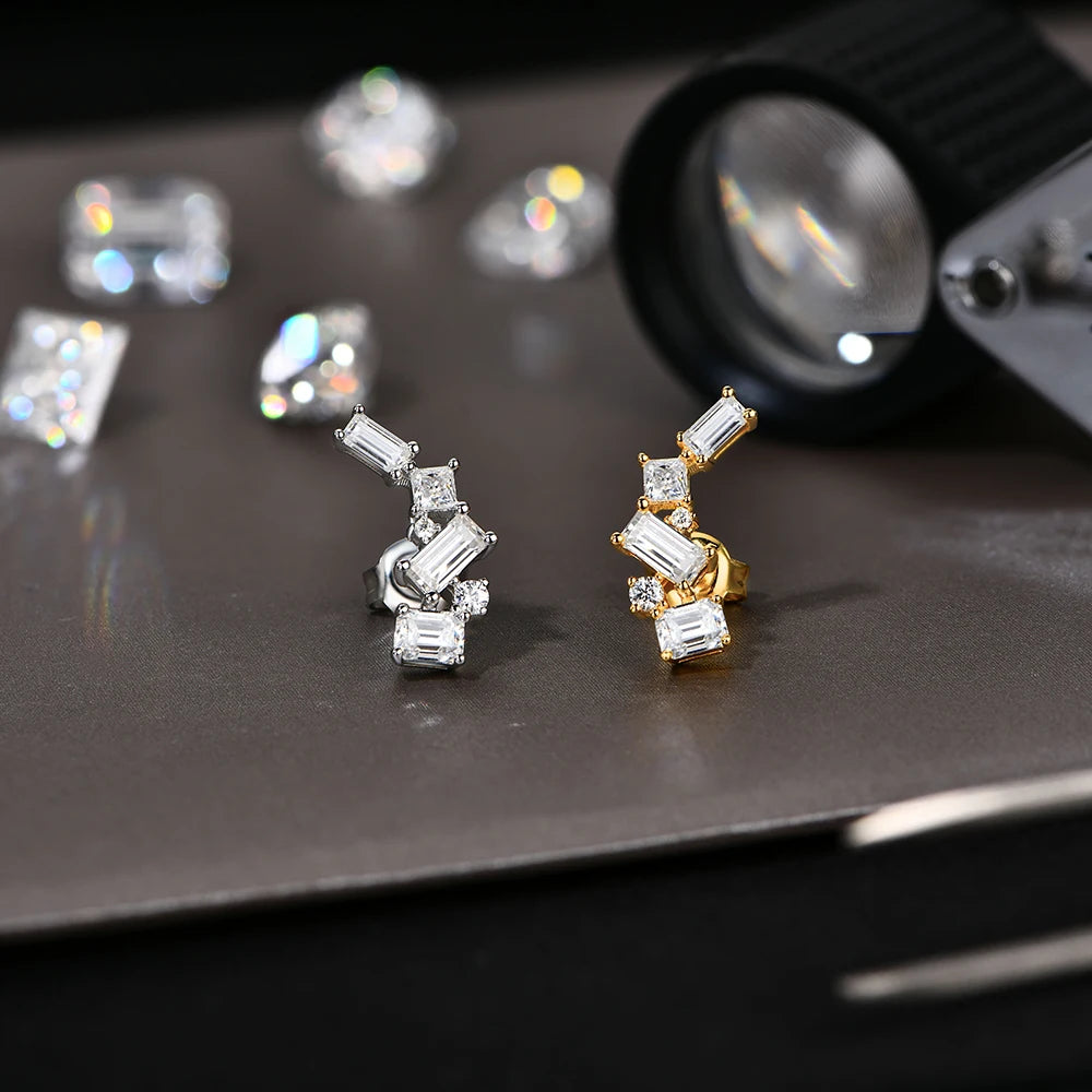 VVS1 D Color Geometric Moissanite Earrings