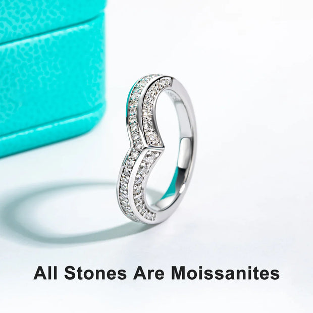 GK Moissanites 2mm D Color Moissanite V Shape Wedding Bands