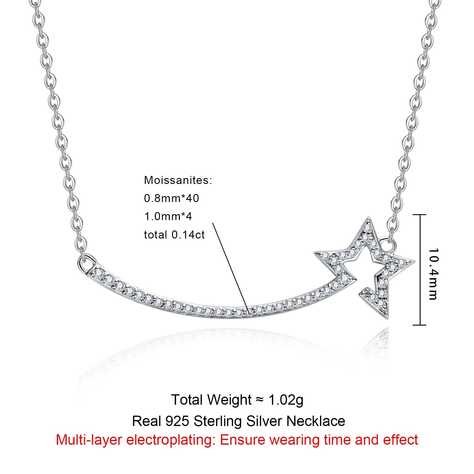 VVS1 D Color Star Pendant Moissanite Necklace