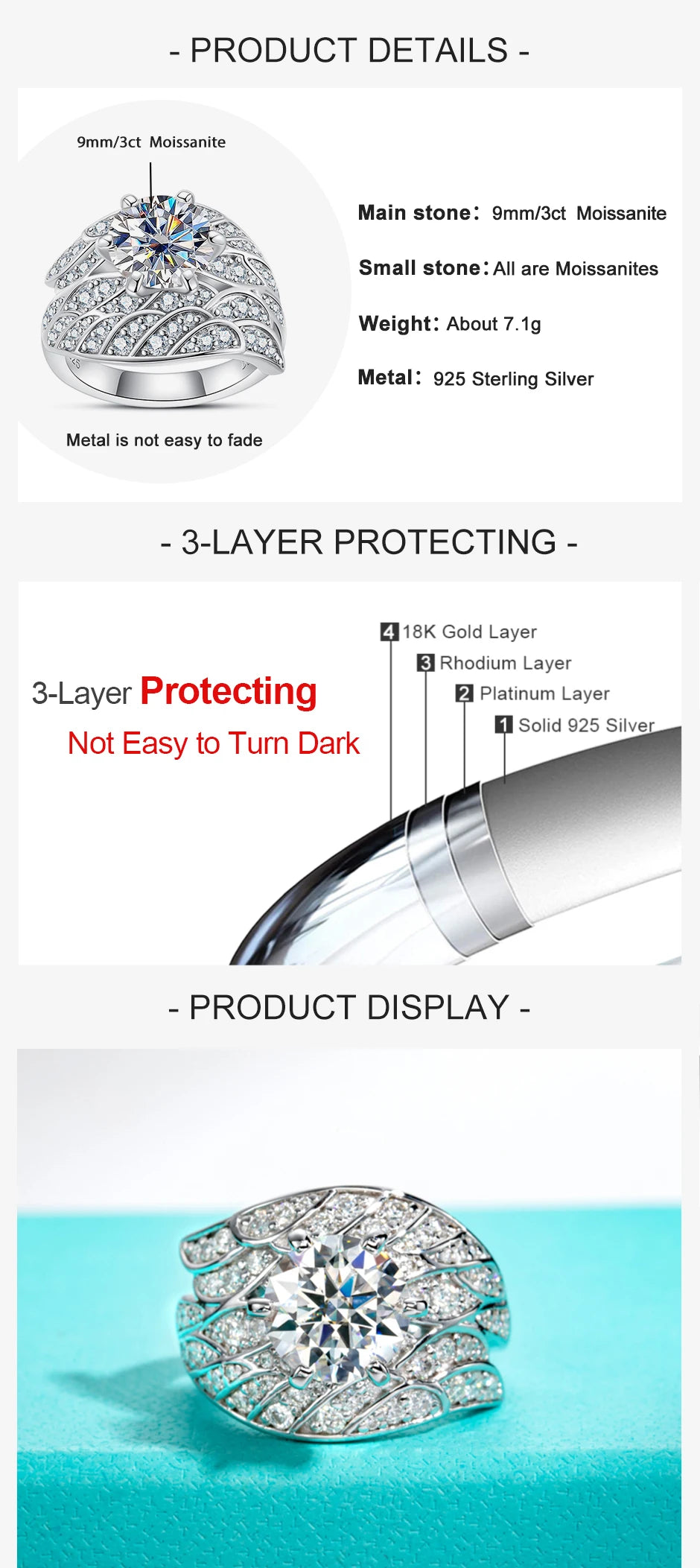 4 CTTW Angel Wing Moissanite Engagement Ring