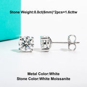 10K Gold Moissanite Stud Earrings – 4/3/2/1.6/1/0.6ct