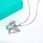 D Color Hollow Moissanite Butterfly Pendant Necklace.