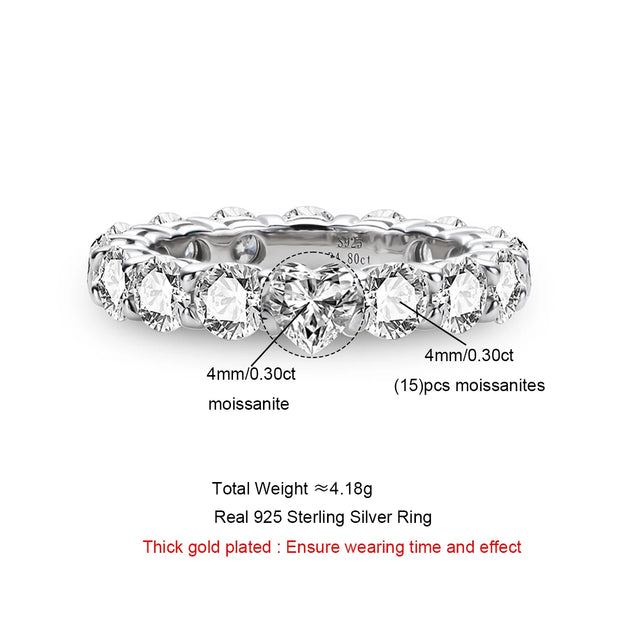 GK Moissanites 4mm D Color Heart Moissanite Wedding Band Ring