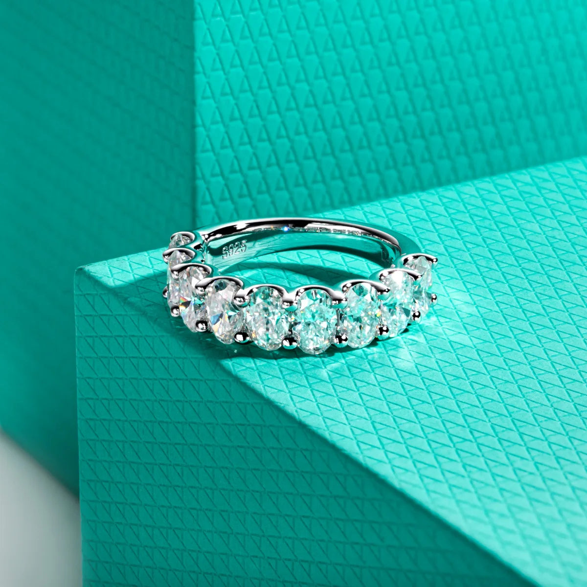 0.5 CT Oval Cut Moissanite Wedding Band