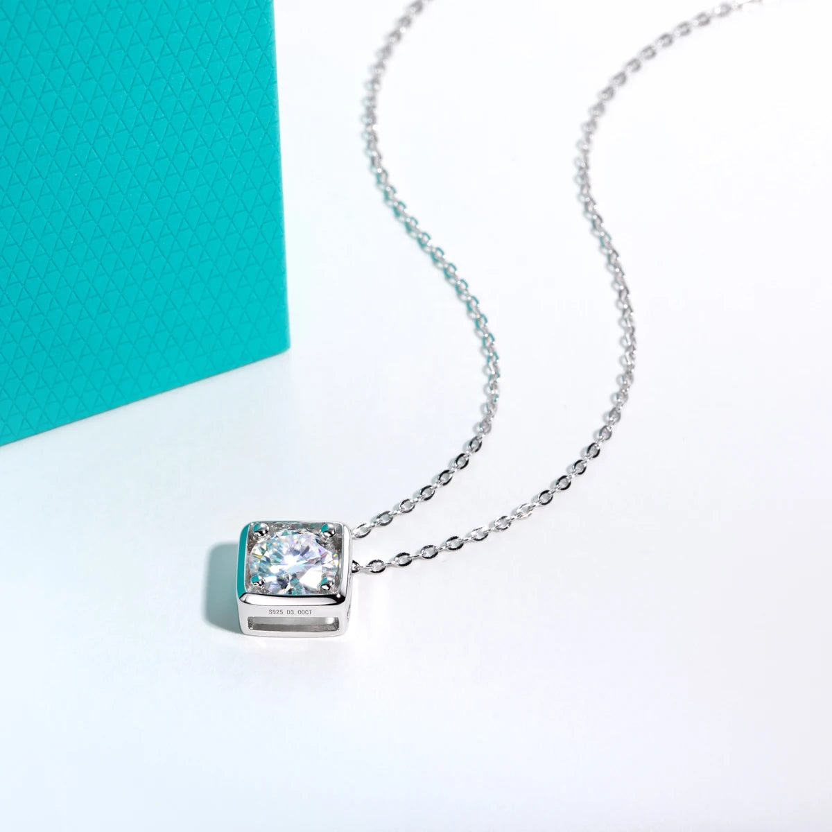 VVS1 Moissanite Square Pendant Necklace