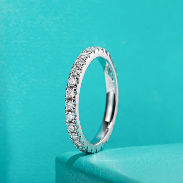 2 MM Round Cut Moissanite Wedding Band Ring