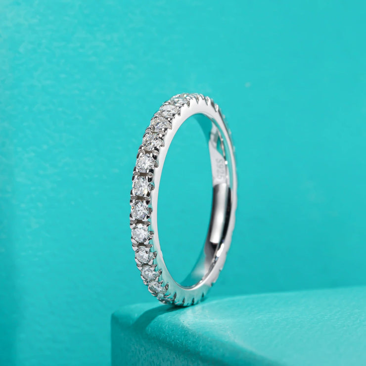 2 MM Round Cut Moissanite Wedding Band Ring