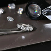 4*4mm 5 Stone Heart Cut Moissanite Engagement Ring.