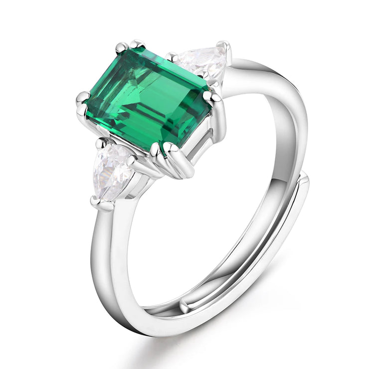 VVS 1 Octagon Cut Emerald Adjustable Ring.