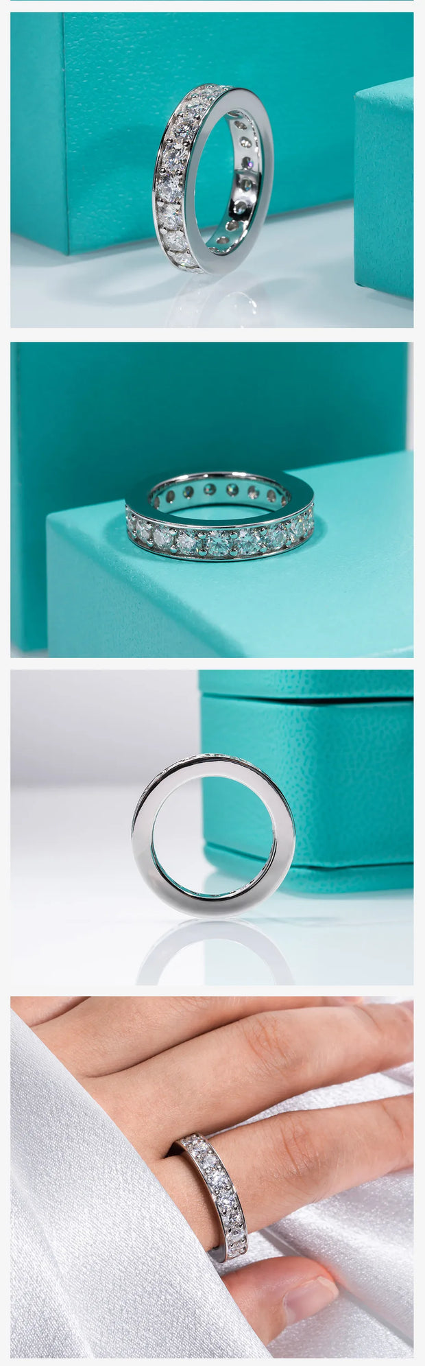 GK Moissanites 3.5mm D Color Moissanite Eternity Band Ring