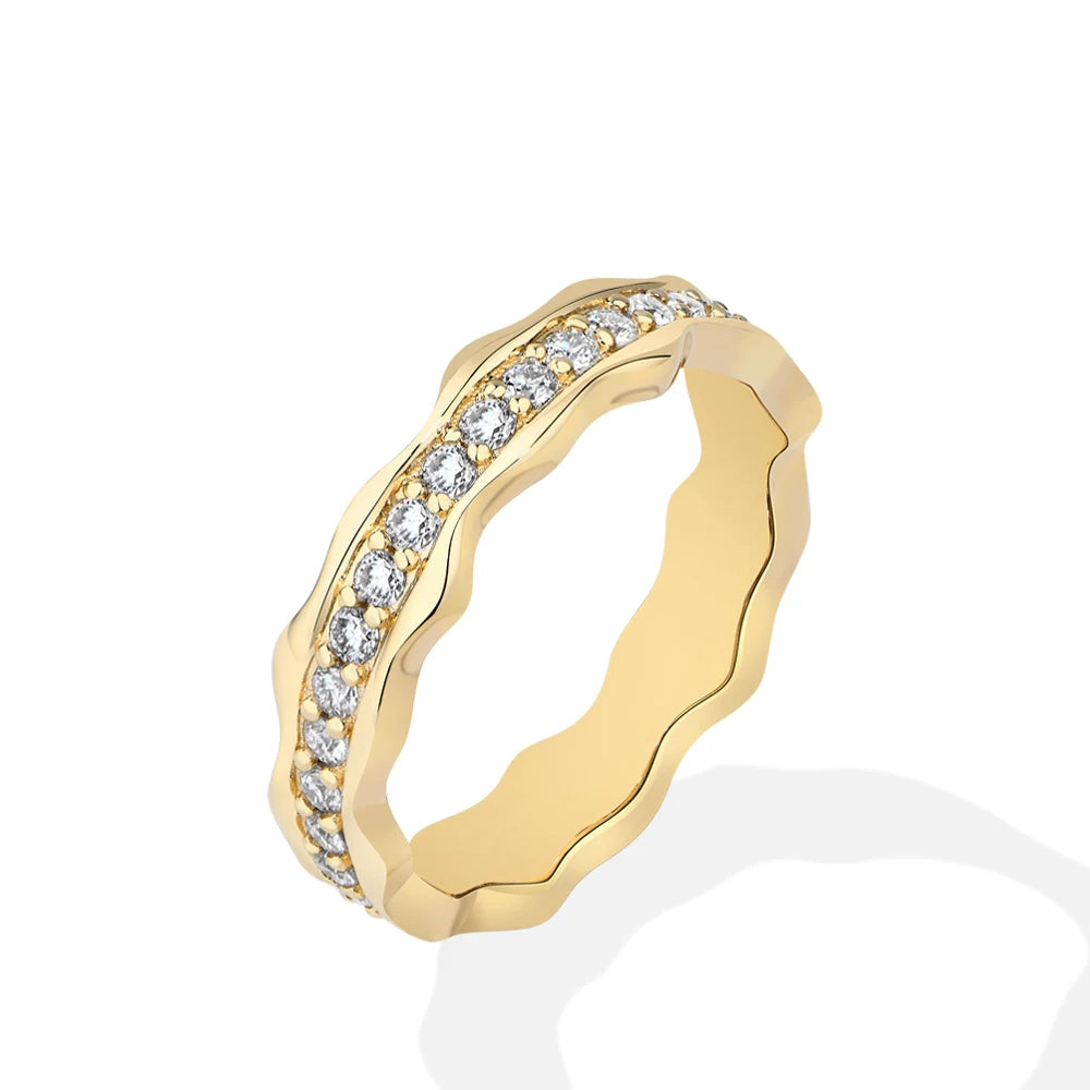 Full Moissanite Wavy Band Ring