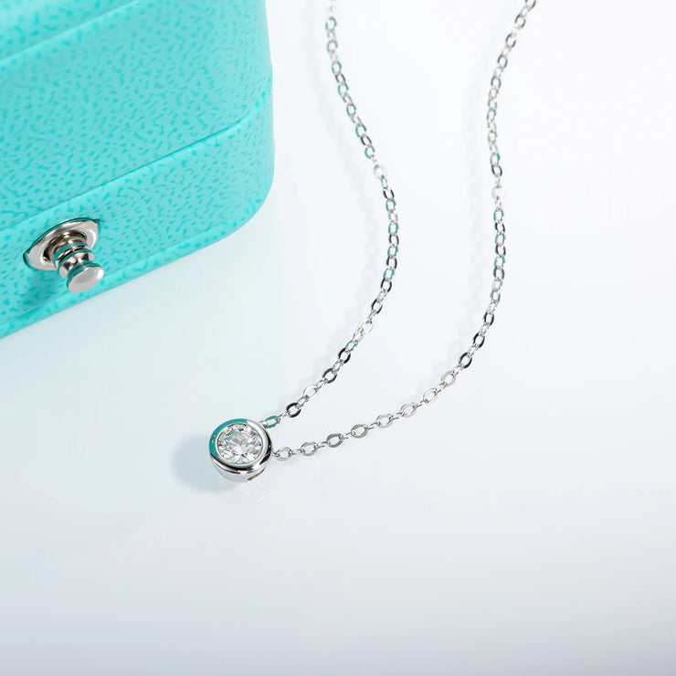 4mm D Color Moissanite Round Cut Necklace | S925.