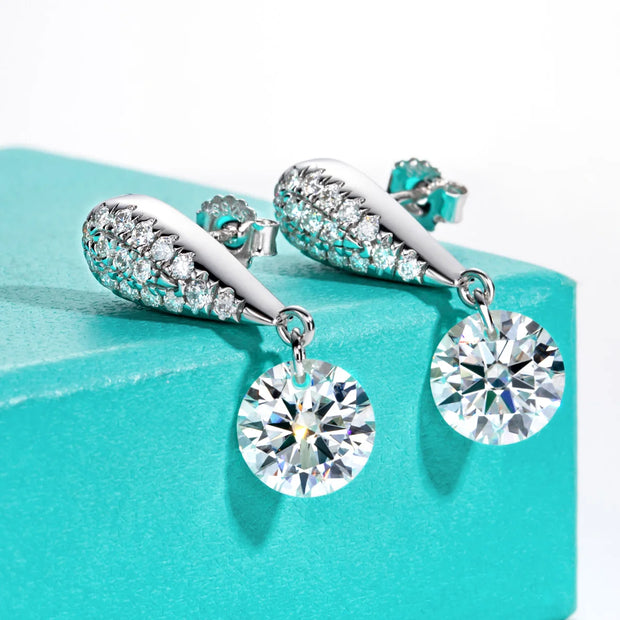 6cttw D Color Moissanite Drop Earrings.